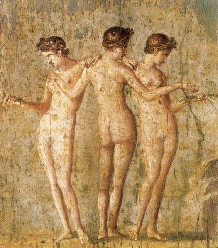 unknow artist Three Graces,from Pompeii France oil painting art